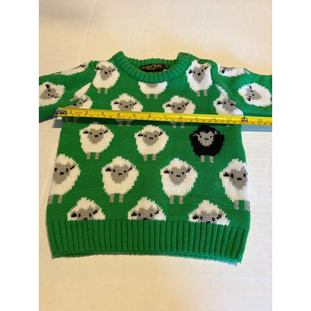 Traditional Craft Heritage Kids GreenSheep Knit Sweater Button Shoulder Size 1/2
